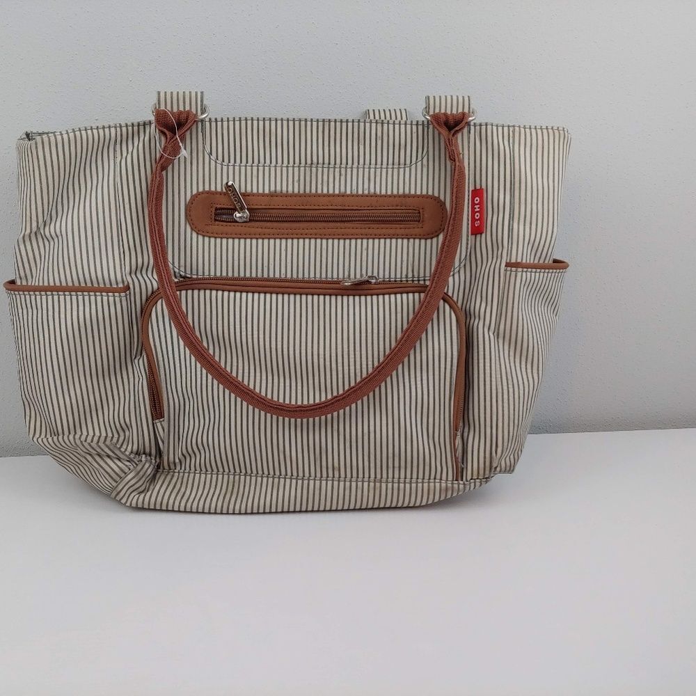 Soho diaper bag 18"‎ brown green striped